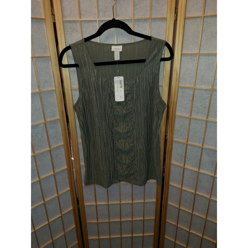 Chico's Metallic Grey Sleeveless Top (Size 2 by Chico's sizing system)